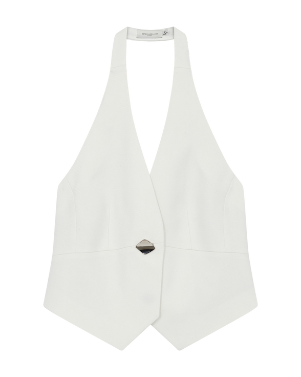 CMTAILOR - VEST MED HALTERNECK I HVID