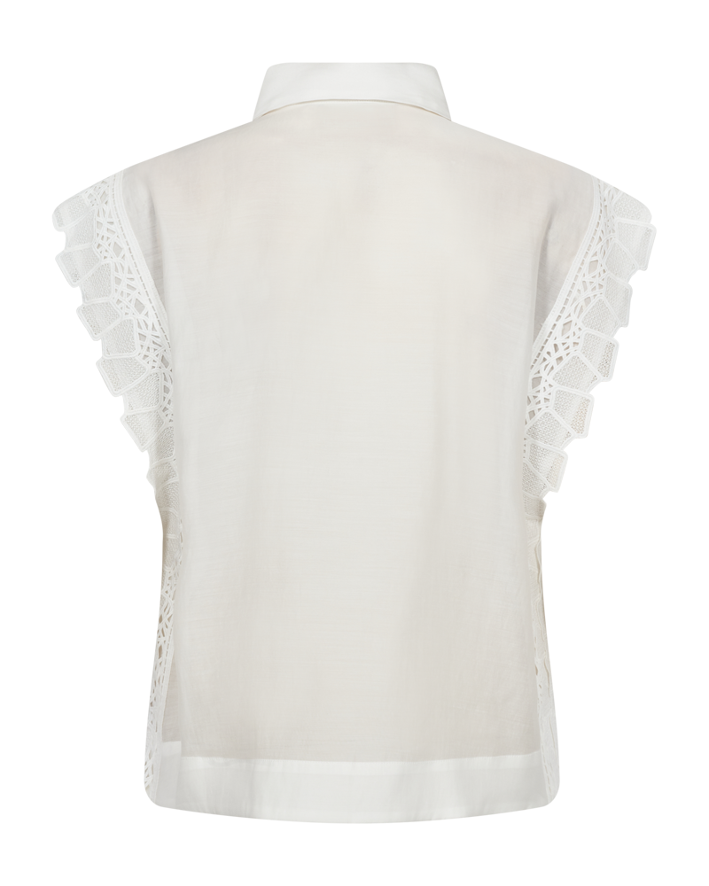 CMMOLLY - SKJORTE MED CUT-AND-SEW LACE I HVID