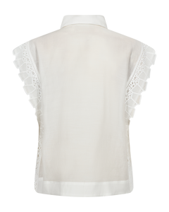 CMMOLLY - SKJORTE MED CUT-AND-SEW LACE I HVID