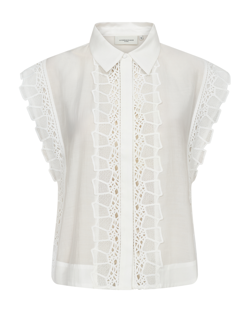 CMMOLLY - SKJORTE MED CUT-AND-SEW LACE I HVID