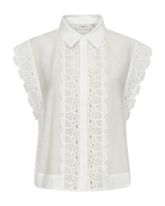 CMMOLLY - SKJORTE MED CUT-AND-SEW LACE I HVID