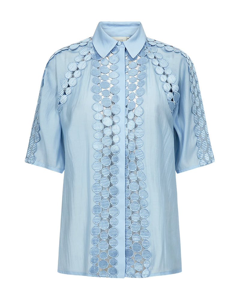 CMMOLLY - SKJORTE MED CUT-AND-SEW BLONDER I BLÅ