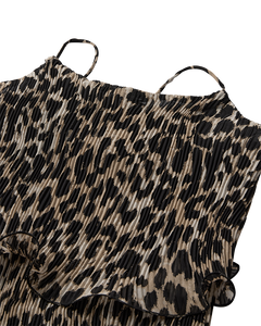 CMKIRA - PLISSERET KJOLE MED FLÆSER I LEOPARD