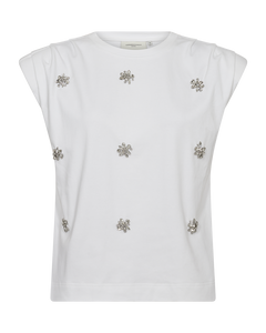 CMMUSE - T-SHIRT MED SIMILISTEN I HVID