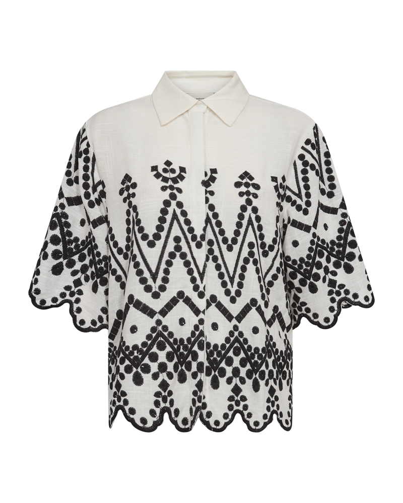 CMEMBROIDERY - SKJORTE MED ALLOVER BRODERI I GRÅ