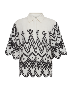 CMEMBROIDERY - SKJORTE MED ALLOVER BRODERI I GRÅ